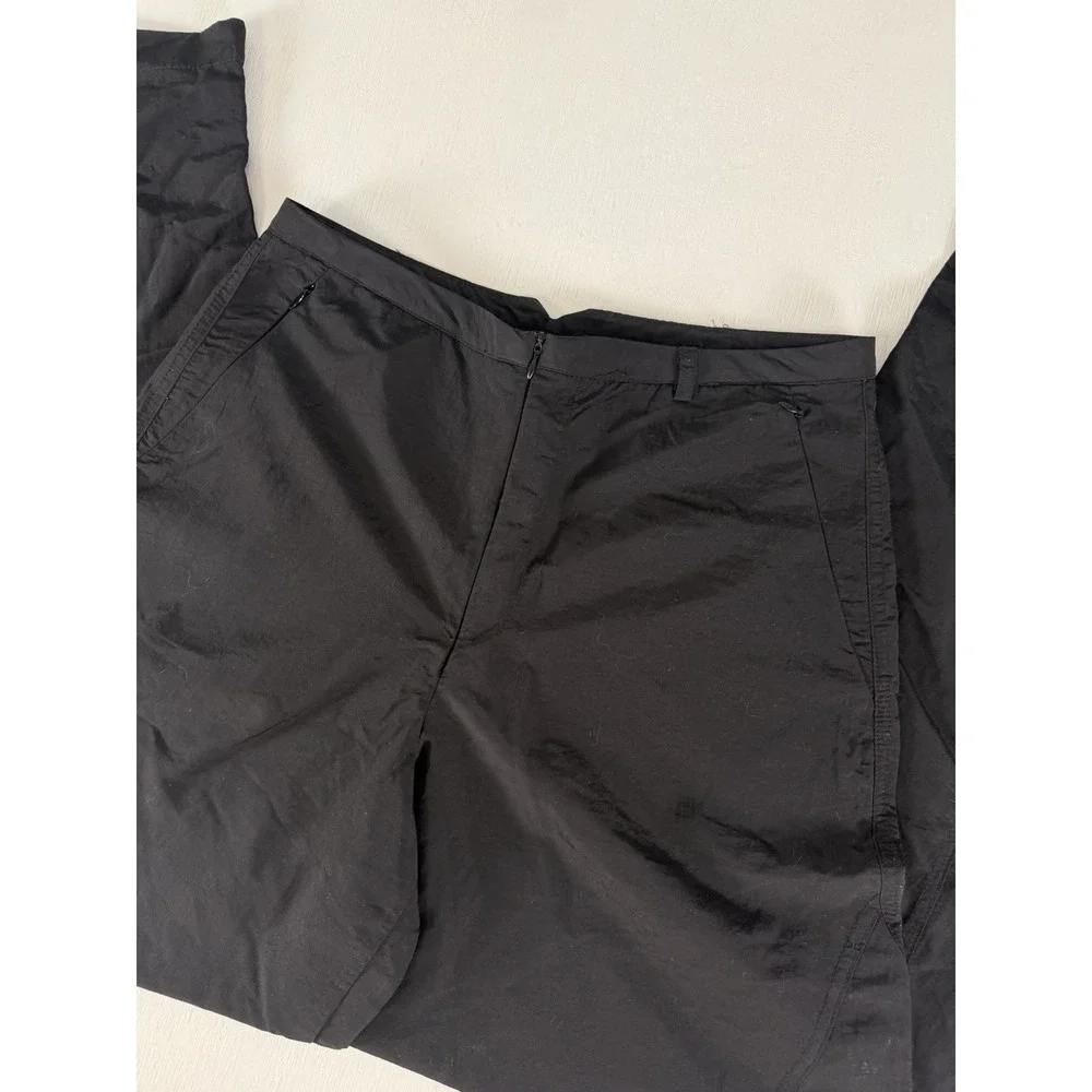 Zara Black Zip‎ Waist Women Wide Leg Nylon Pants Size Small Cool Style Athletic
